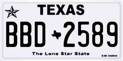 TX license plate BBD2589
