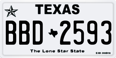 TX license plate BBD2593