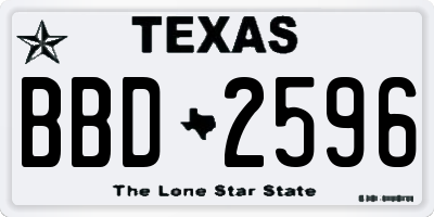 TX license plate BBD2596