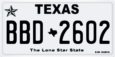 TX license plate BBD2602