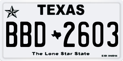TX license plate BBD2603