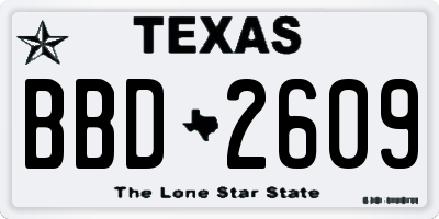 TX license plate BBD2609