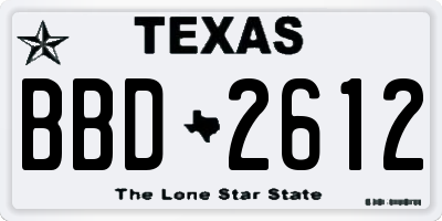 TX license plate BBD2612
