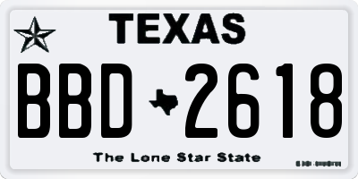 TX license plate BBD2618