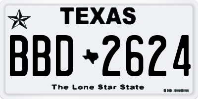 TX license plate BBD2624