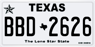 TX license plate BBD2626