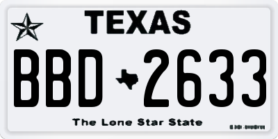 TX license plate BBD2633