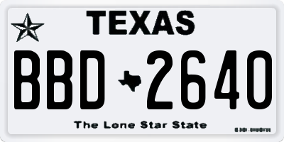 TX license plate BBD2640