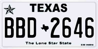 TX license plate BBD2646