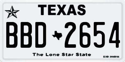 TX license plate BBD2654
