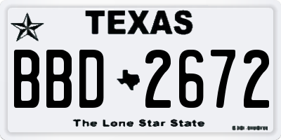 TX license plate BBD2672