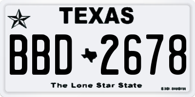 TX license plate BBD2678