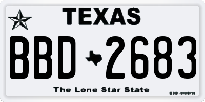 TX license plate BBD2683