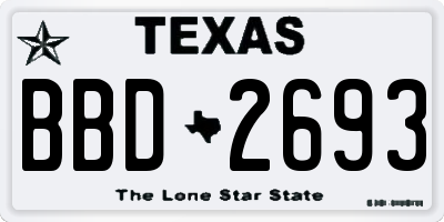 TX license plate BBD2693