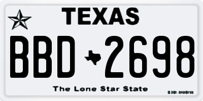 TX license plate BBD2698