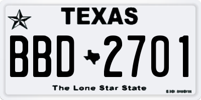 TX license plate BBD2701