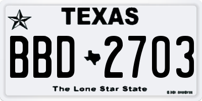 TX license plate BBD2703