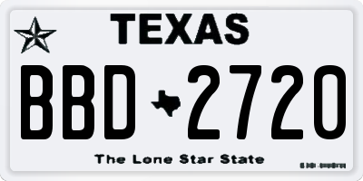 TX license plate BBD2720