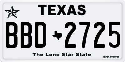TX license plate BBD2725