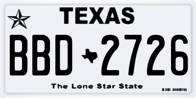 TX license plate BBD2726