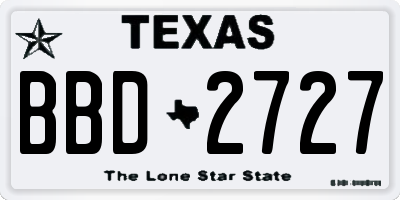 TX license plate BBD2727