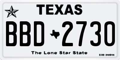 TX license plate BBD2730