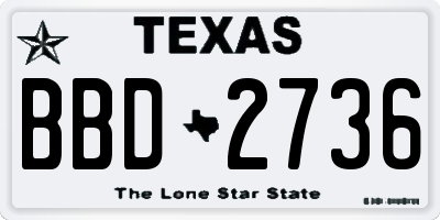TX license plate BBD2736