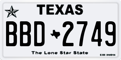 TX license plate BBD2749