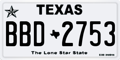 TX license plate BBD2753
