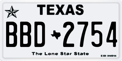 TX license plate BBD2754
