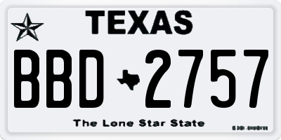TX license plate BBD2757