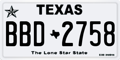 TX license plate BBD2758