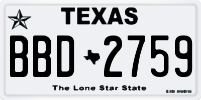 TX license plate BBD2759