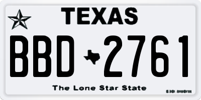 TX license plate BBD2761