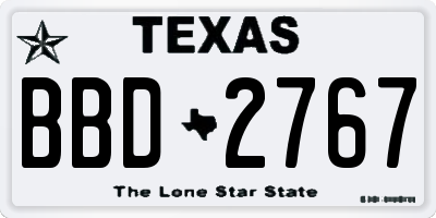 TX license plate BBD2767