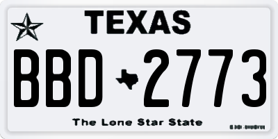 TX license plate BBD2773