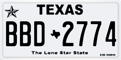 TX license plate BBD2774