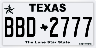TX license plate BBD2777