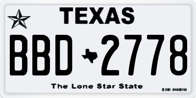 TX license plate BBD2778