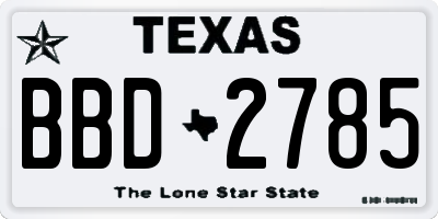 TX license plate BBD2785