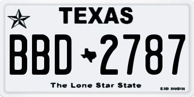 TX license plate BBD2787