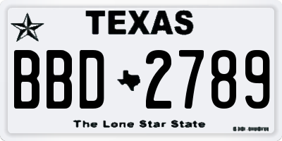 TX license plate BBD2789