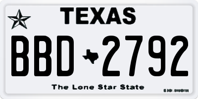 TX license plate BBD2792