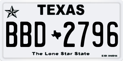 TX license plate BBD2796