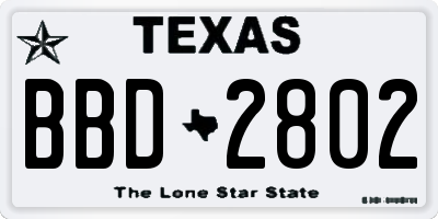 TX license plate BBD2802