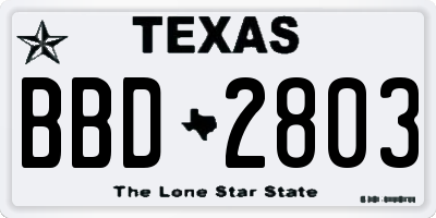 TX license plate BBD2803