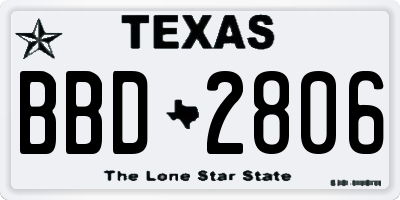 TX license plate BBD2806