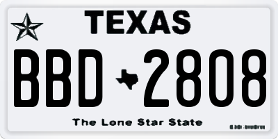 TX license plate BBD2808