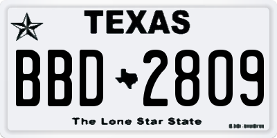 TX license plate BBD2809