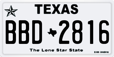 TX license plate BBD2816